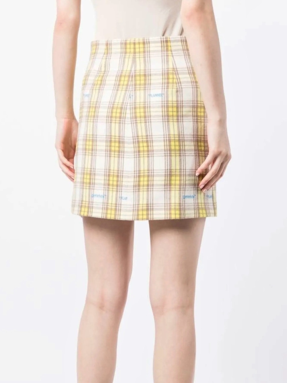 NEW OFF-WHITE CHECK PRINT FLANNEL MINI SKIRT - Picture 7 of 10